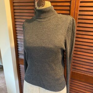 Topshop Charcoal Ribbed Turtleneck Sweater